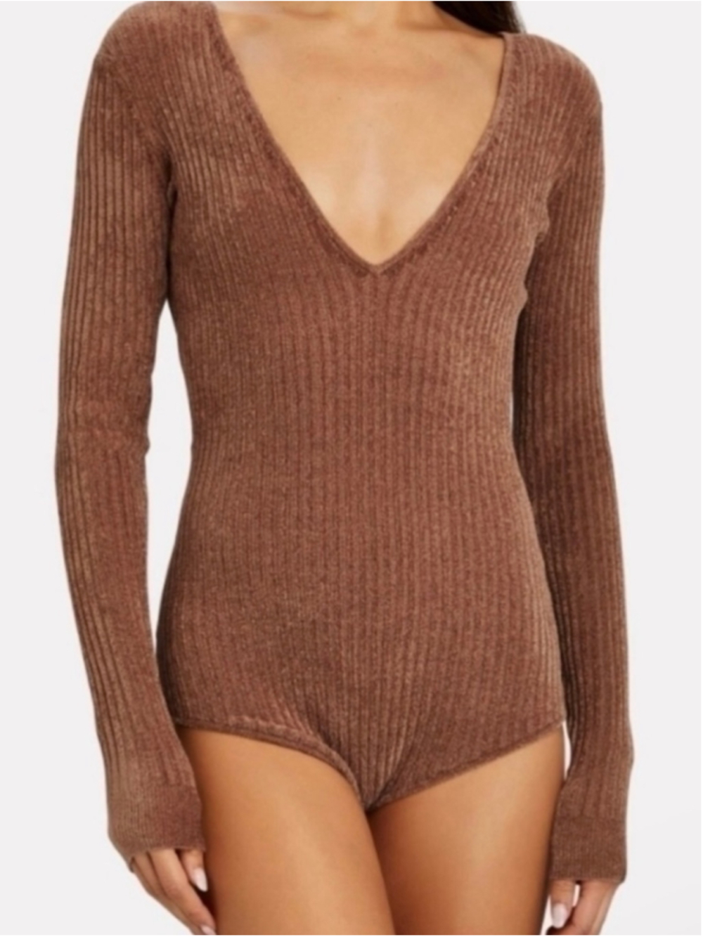 Ronny Kobo Talma Chenille Bodysuit Size XS Colour Camel